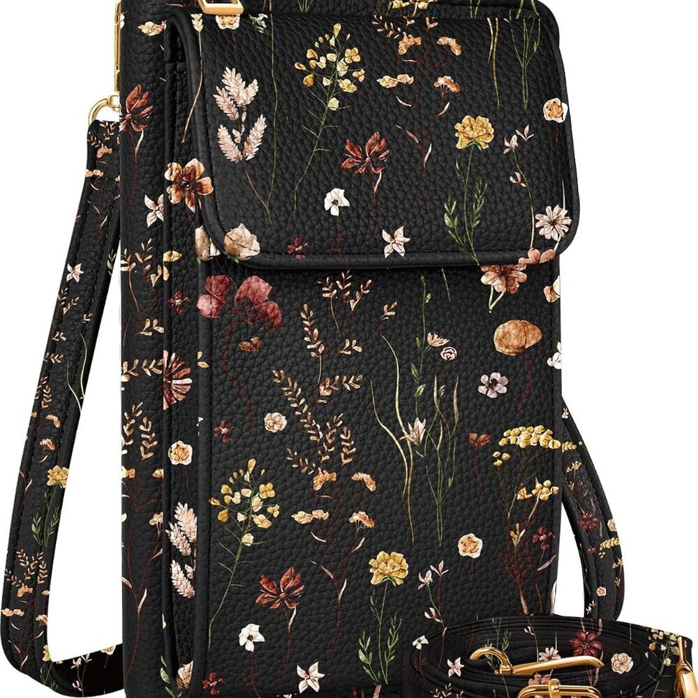 Cute Crossbody Purse Cell Phone Bags for Women - Leather Cellphone Wallet Purse